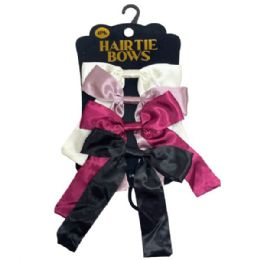 24 pieces 4 Pack Ivory Pink Black And Red Bow Hair Ties - Hair Accessories
