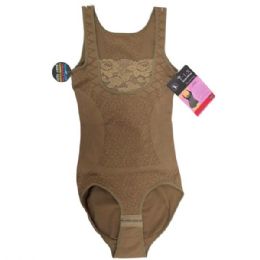 12 of Lace Panel Shapewear Bodysuit In Coffee Color In Assorted Sizes