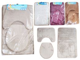 24 Sets Bath Mat 3pc Set  - 50X80cm 1.2 thick Geometric-Embossed  - Bath Mat Sets