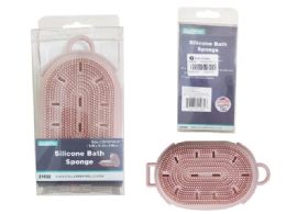 24 Pieces Silicon Body Sponge -  3.25-inchX6X1.6-inch - Pastel pink - Loofahs & Scrubbers