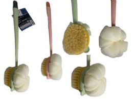 24 Pieces 2-in-1 Bath Brush 14-inch - Pastel pink and Pastel green - Loofahs & Scrubbers