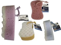24 Pieces Bath Sponge with Strap 2 Layer -  3.75-inchX6.1-inchX2-inch - Loofahs & Scrubbers