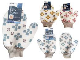 24 Pieces Bath Glove- 6.5X9.5-inch H - Geometric Pattern 3 designs - Loofahs & Scrubbers