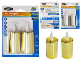 24 Pieces LONG LED TEALIGHTS METALLIC 2-Piece - Lamps and Lanterns