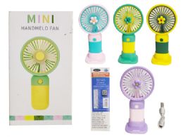 24 Pieces Flower HANDHELD FAN With PHONE STAND - Electric Fans