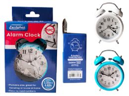 24 Pieces Clock Alarm White Blue Pink 3 Assorted - Home Accessories