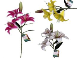 24 Pieces 4 Head Lliy Artificial Flowers - 40' L 8-inch ,6' BUD 4-inch L - Artificial Flowers