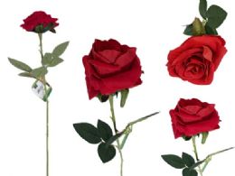 24 Pieces Artificial 1 Head Red Rose - 3.5' X2.25-inch HEAD 25-inch L - Artificial Flowers