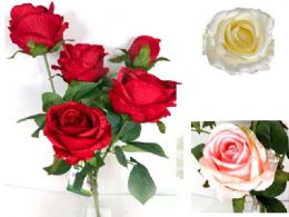 24 Pieces Artificial 5 Head Rose - 22.5-inch L  - Artificial Flowers