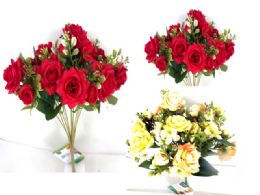 24 Pieces Artificial Rose Bush 12 Stem  - Artificial Flowers