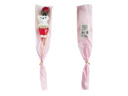 24 Pieces Valentine's Bear With Rose - 17.5-inch  - Artificial Flowers