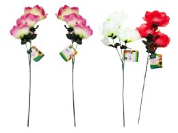 24 Pieces 3 Head Rose Flower - 4.72-inch X2.4-inch 24.4-inch L - Artificial Flowers