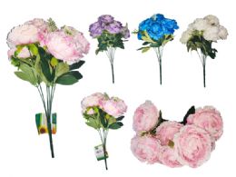 24 Pieces 7 Head Peony Bush - 16.5-inch H  - Artificial Flowers