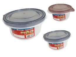 24 Pieces FOOD CONTAINER Round 1-Piece BLUE COVER - Food Storage Containers