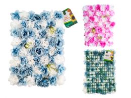 24 Pieces Flower Wall Panel Blue/ White Color 15.75-inch X 23.62-inch - Artificial Flowers