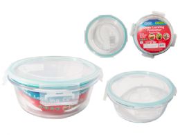12 Pieces GLASS LOCKING Round Container 950ML - Food Storage Containers
