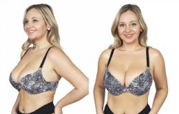48 Wholesale Women's Plus Size Molded Bra Floral Black Assorted Size