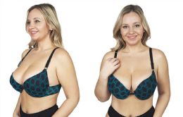 48 Wholesale Women's Plus Size Molded Bra Blue/Black Assorted Size