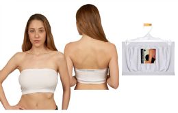 72 Wholesale Women's Isadora Seamless Innerwear Bandeau Bra White