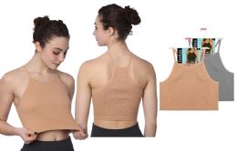 72 Packs Women's Isadora Beige/grey RiB-Knit Camisole Crop Tank Tops Assorted M-xl - Womens Camisoles & Tank Tops