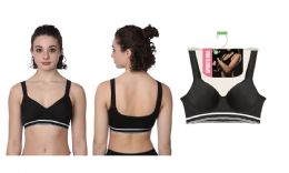 48 Packs Women's Stretchy And Pull Up Padded Second Skin Sports Bra In Black - Women's Active Wear Tops