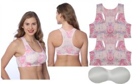 48 Pieces Women's Seamless Removable Padded Racerback Sport Bra M-xl - Women's Active Wear Tops