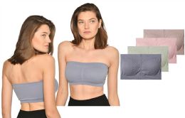 72 Pieces Women's Removable Pads Pucker Pastel Bandeau Bra - Womens Bras And Bra Sets