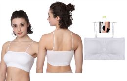 72 Pieces Women's Removable Pad Black Bandeau Spaghetti Bra - Womens Bras And Bra Sets