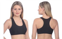48 of Women's Seamless Wide Straps Removable Padded Sports Bra M-Xl In Black
