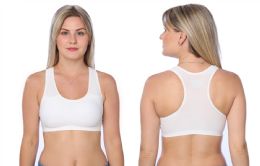 48 of Women's Seamless Wide Straps Removable Padded Sports Bra M-Xl In White