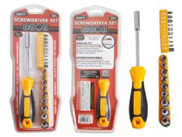 24 Pieces 20-Piece SCREWDRIVER 8.25" Long SCREW BITS and SOCKET SET - Screwdrivers and Sets