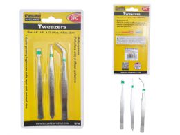 24 Pieces TWEEZERS 3-Piece SET 4.4" 4.7" 4.75" Long - Hardware Miscellaneous