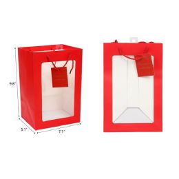 144 Pieces 7"x10"x5" Red Open Window Gift Bag - Valentine Decorations
