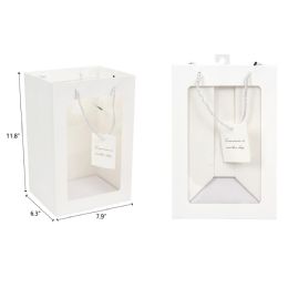 144 Pieces 8"x12"x6.5" White Open Window Gift Bag - Valentine Decorations