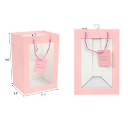 144 Pieces 7"x10"x5" Pink Open Window Gift Bag - Valentine Decorations