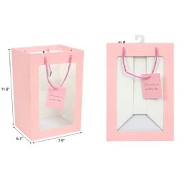 144 Pieces 8"x12"x6.5" Pink Open Window Gift Bag - Valentine Decorations