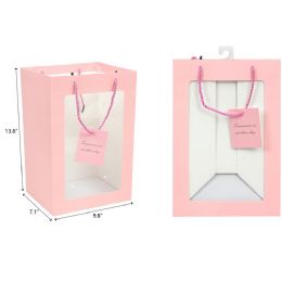 144 Pieces 10"x14"x7" Pink Open Window Gift Bag - Valentine Decorations