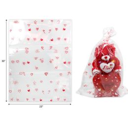 500 Pieces 22"x30" Heart Printed Bag - Valentine Decorations