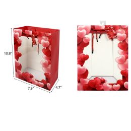 144 Pieces 7.9"x4.7"x10.6" Open Window Heart Gift Bag - Valentine Gift Bag's