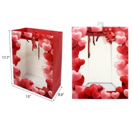 72 Pieces 13"x8.6"x18" Open Window Heart Gift Bag - Valentine Gift Bag's
