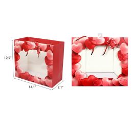 144 Pieces 14"x7"x12.5" Open Window Heart Gift Bag - Valentine Gift Bag's