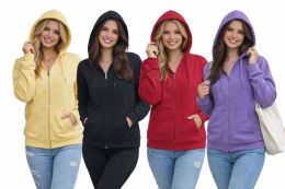 Ladies Fleece Full Zip Hooded Sweatshirts Assorted Colors And Sizes S-xl