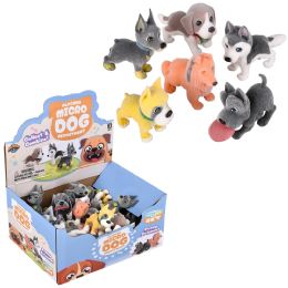 576 pieces 1.5" Flocked Micro Dog Assortment 24ct - Bulk Novelty Prizes