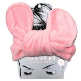 24 pieces Blush Beauty Pink Adjustable Wrap Tie Spa Headband - Headbands