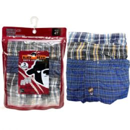 12 pieces Black Bear Toddler 3-count Woven Boxers In Assorted Colors And Designs In Size 4t - Boys Underwear