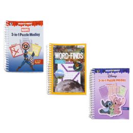 18 pieces Licensed Spiral Puzzle Books - DisneY-Marvel Puzzles - Nat Geo Word Finds In Floor Display - Crosswords, Dictionaries, Puzzle books