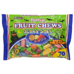 24 pieces Scary Sour Fruit Chews 17.5 Oz Bag In Counter Display - Food & Beverage