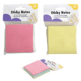 36 pieces Sticky Notes 3x3 200ct 2ast All Yellow Or Multicolor Pastel Pads Pbh - Sticky Note & Notepads