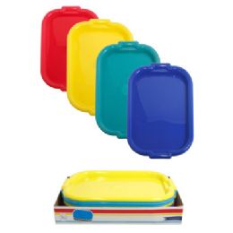 12 pieces Serving Tray Plastic 19.25 X 14in 4ast Summer Colors/12pc Pdq/label - Serving Trays