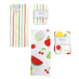24 pieces Kitchen Textiles 2ast Microfiber Summer Prints 2pk Dishcloth/1 Towel - Kitchen Towels
